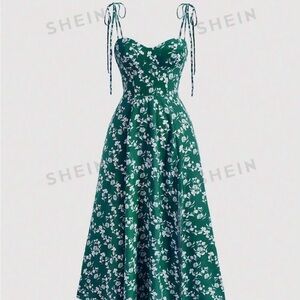 Floral print tie shoulder cami dress